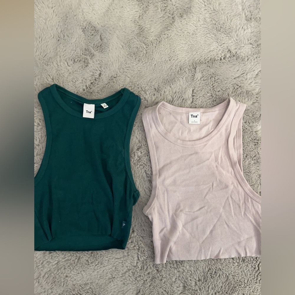 purple and green aritzia tops